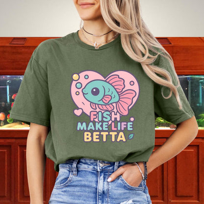 Heart Bubble Frame Betta Fish Tee – Fish Make Life Betta-T-Shirt-Fish &amp; Friends Tees
