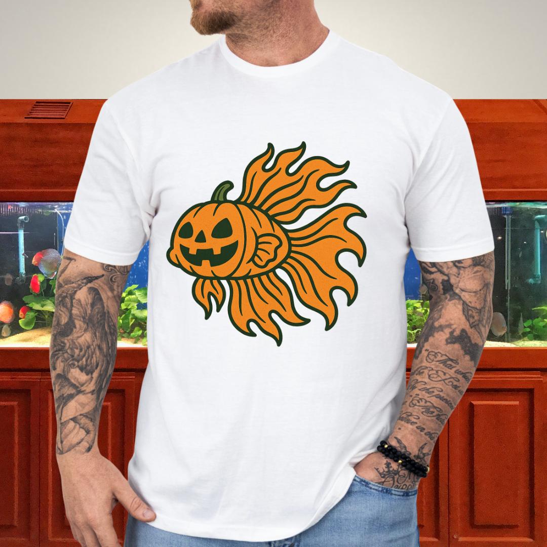 Halloween Betta Fish T-Shirt with Pumpkin Flame Fins-T-Shirt-Fish &amp; Friends Tees