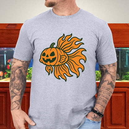 Halloween Betta Fish T-Shirt with Pumpkin Flame Fins-T-Shirt-Fish &amp; Friends Tees