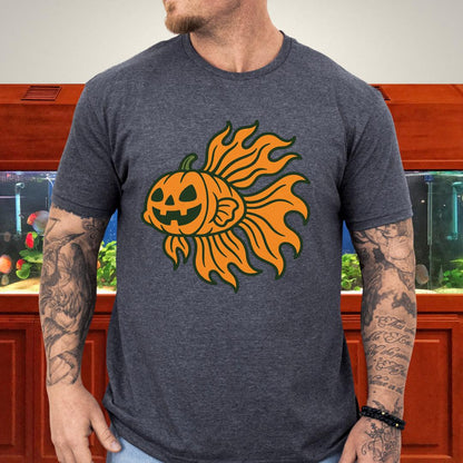 Halloween Betta Fish T-Shirt with Pumpkin Flame Fins-T-Shirt-Fish &amp; Friends Tees