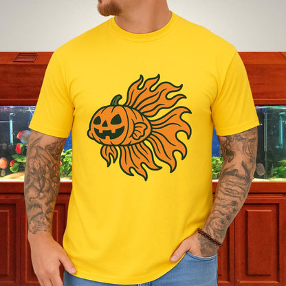 Halloween Betta Fish T-Shirt with Pumpkin Flame Fins-T-Shirt-Fish &amp; Friends Tees