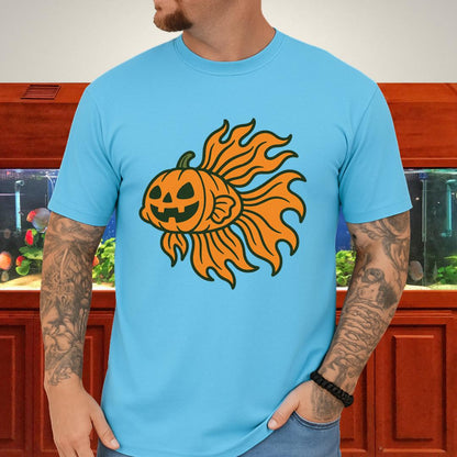 Halloween Betta Fish T-Shirt with Pumpkin Flame Fins-T-Shirt-Fish &amp; Friends Tees