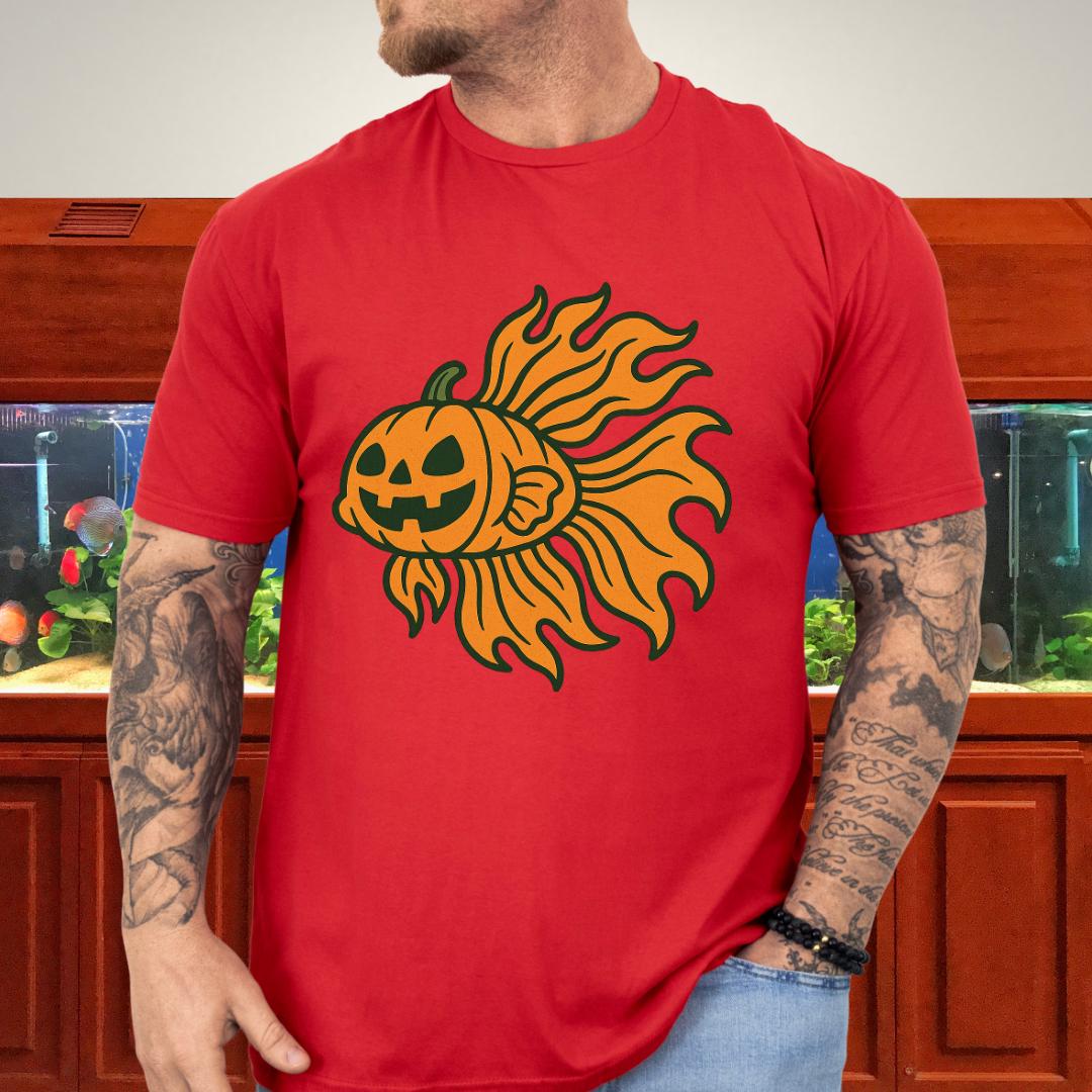 Halloween Betta Fish T-Shirt with Pumpkin Flame Fins-T-Shirt-Fish &amp; Friends Tees