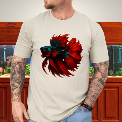 Crimson and Teal Betta Flare Pose Tee