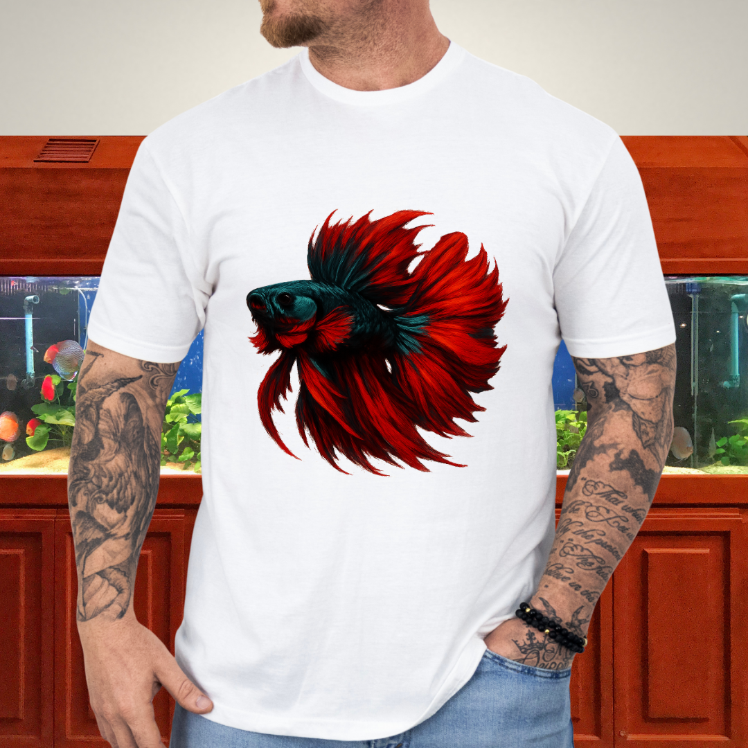 Crimson and Teal Betta Flare Pose Tee