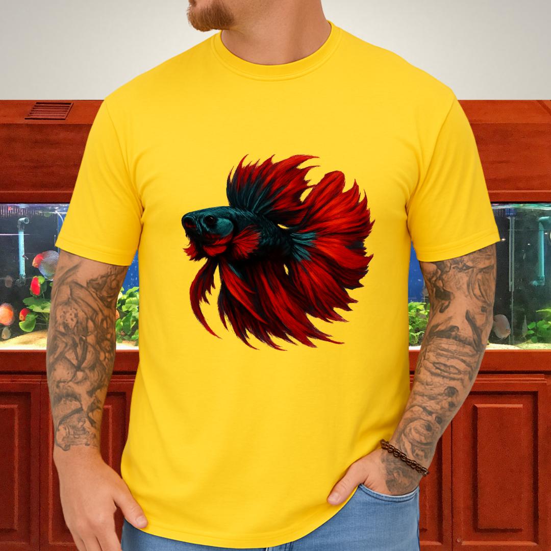 Crimson and Teal Betta Flare Pose Tee-T-Shirt-Fish &amp; Friends Tees
