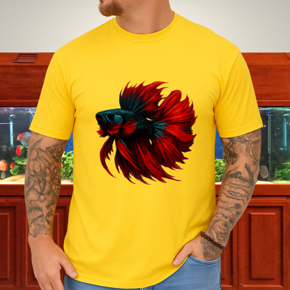 Crimson and Teal Betta Flare Pose Tee