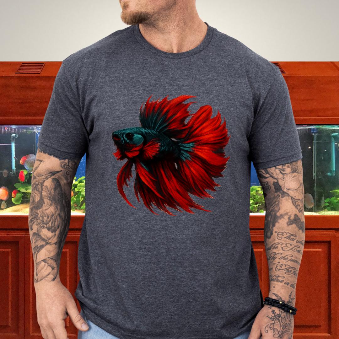 Crimson and Teal Betta Flare Pose Tee-T-Shirt-Fish &amp; Friends Tees