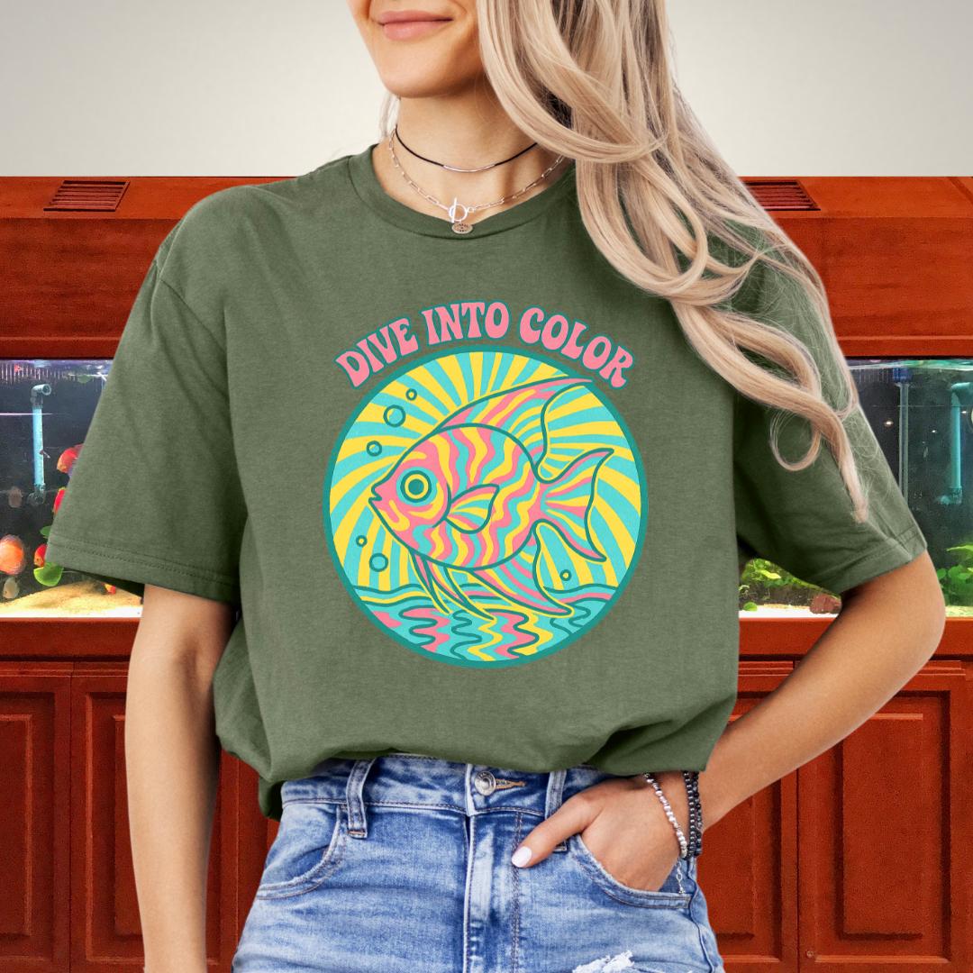 Dive Into Color Psychedelic Angelfish Tee