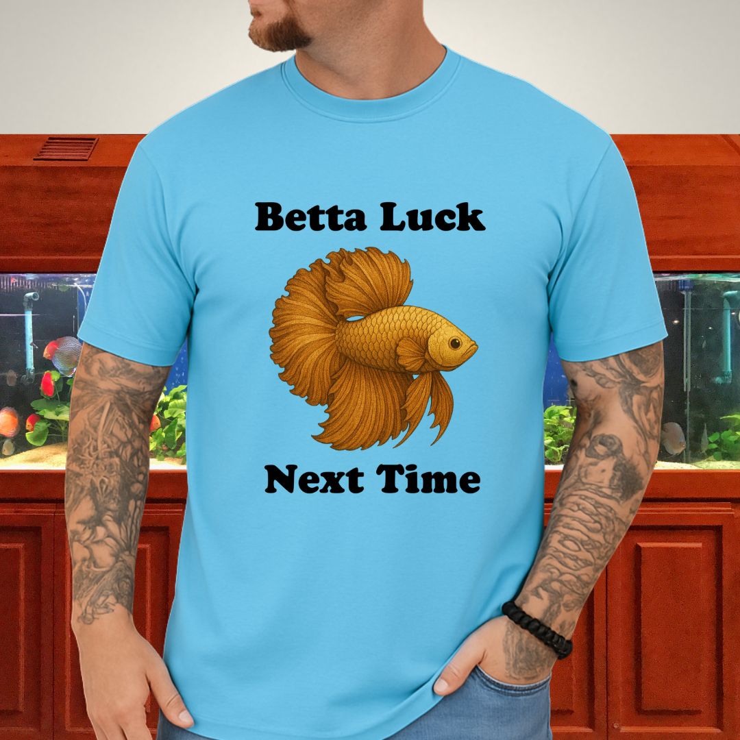 Betta Luck Next Time Shirt – Metallic Rosetail Halfmoon Tee