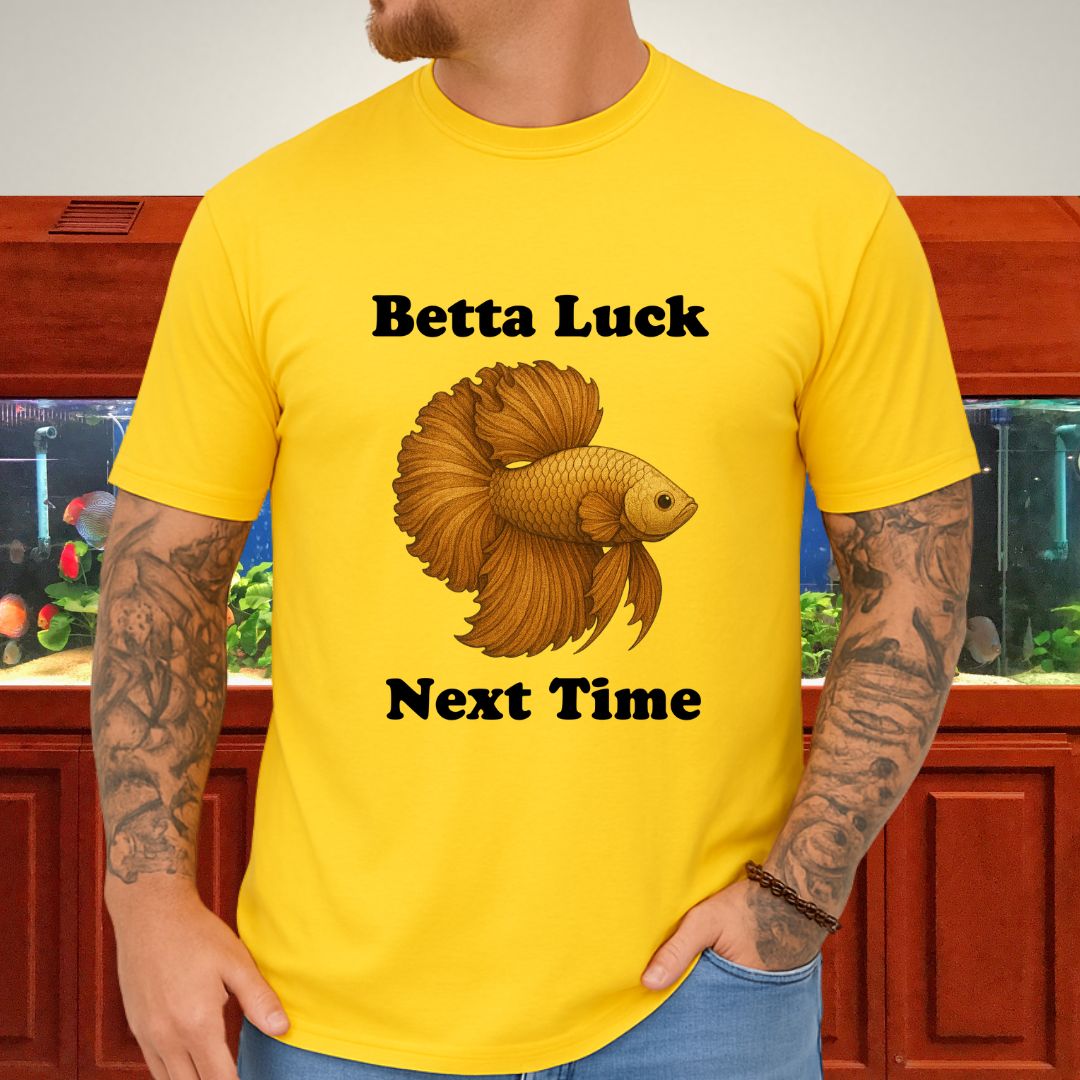Betta Luck Next Time Shirt – Metallic Rosetail Halfmoon Tee