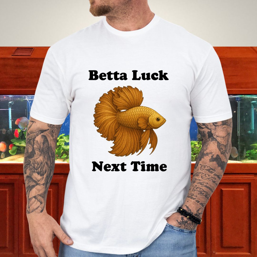Betta Luck Next Time Shirt – Metallic Rosetail Halfmoon Tee