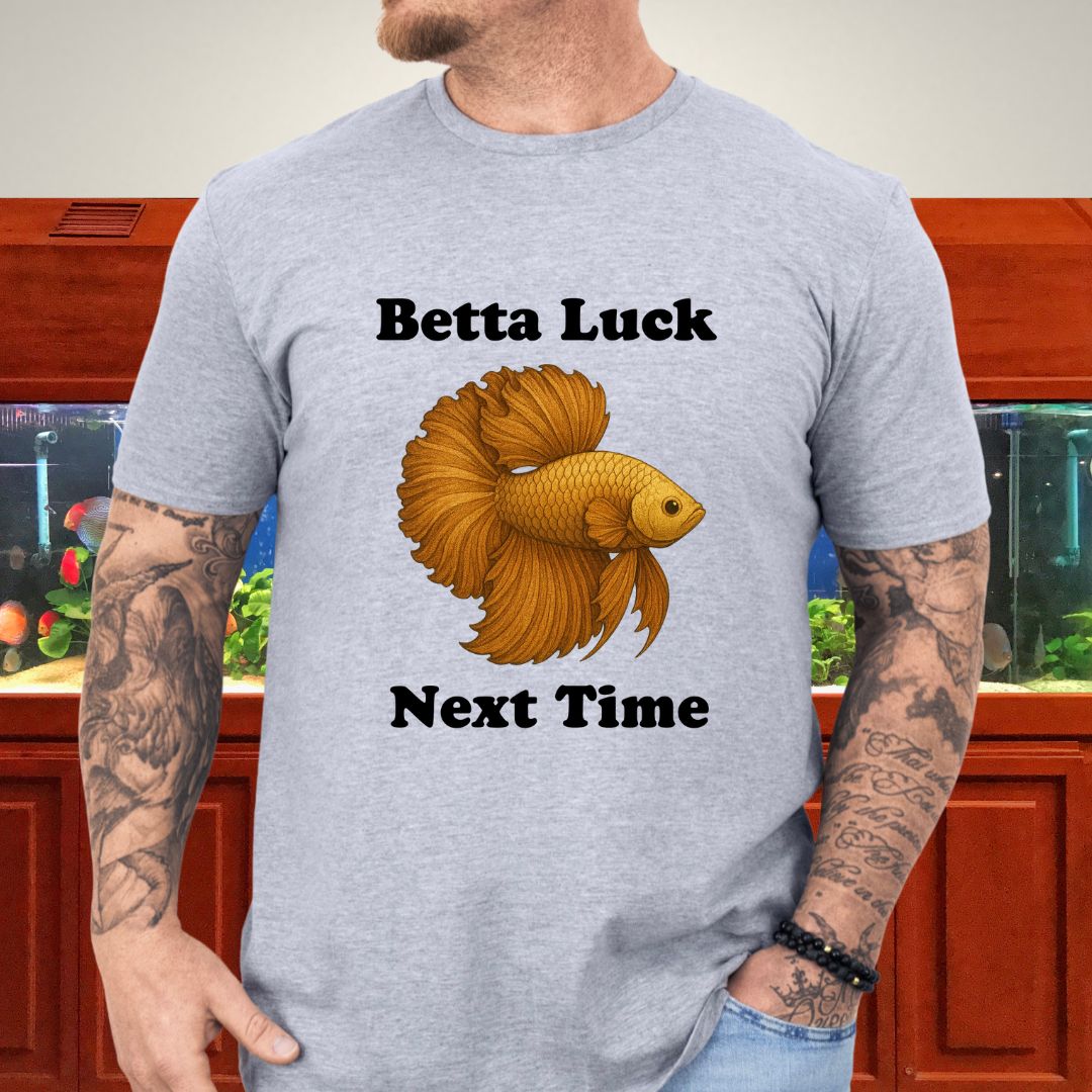 Betta Luck Next Time Shirt – Metallic Rosetail Halfmoon Tee