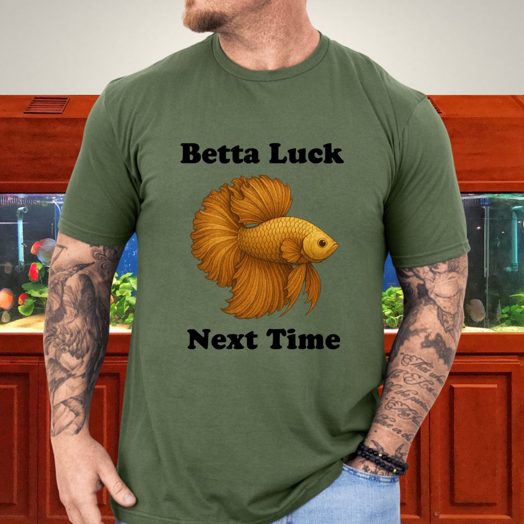Betta Luck Next Time Shirt – Metallic Rosetail Halfmoon Tee