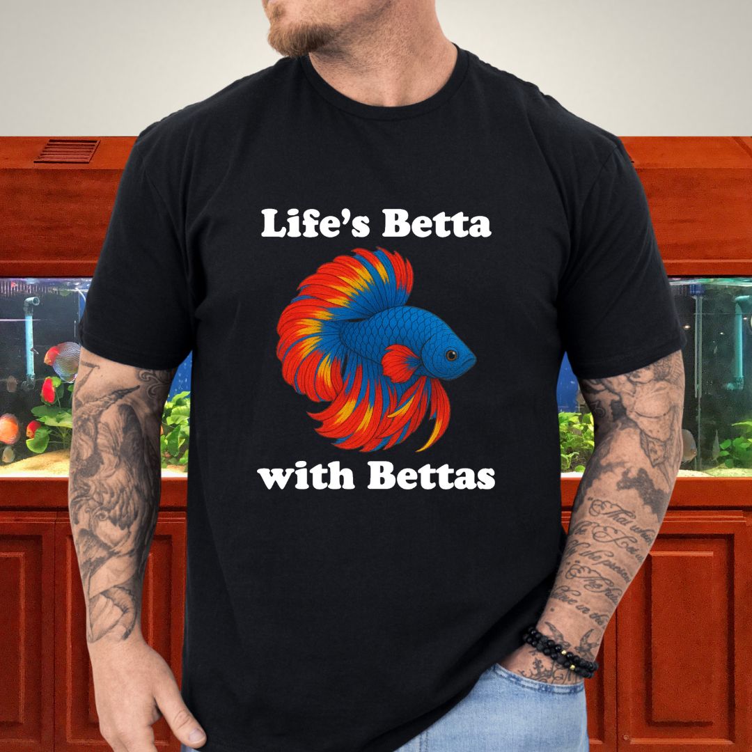 Life’s Betta with Bettas Shirt – Fancy Halfmoon Multicolor Tee