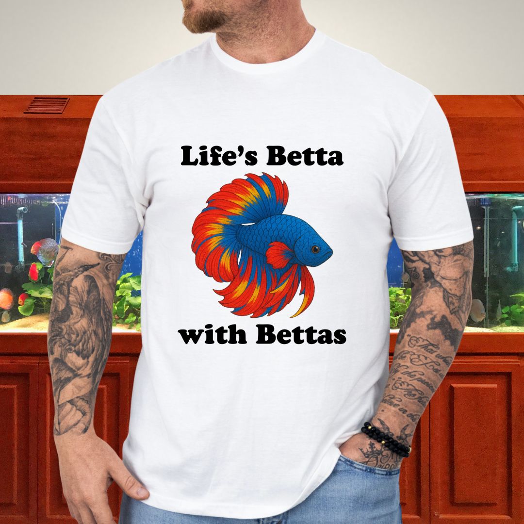 Life’s Betta with Bettas Shirt – Fancy Halfmoon Multicolor Tee