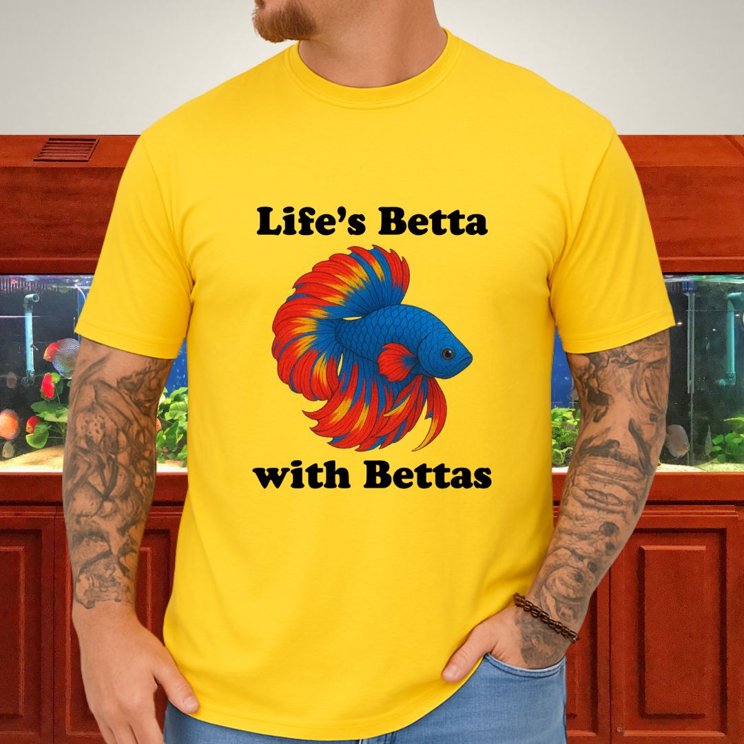Life’s Betta with Bettas Shirt – Fancy Halfmoon Multicolor Tee
