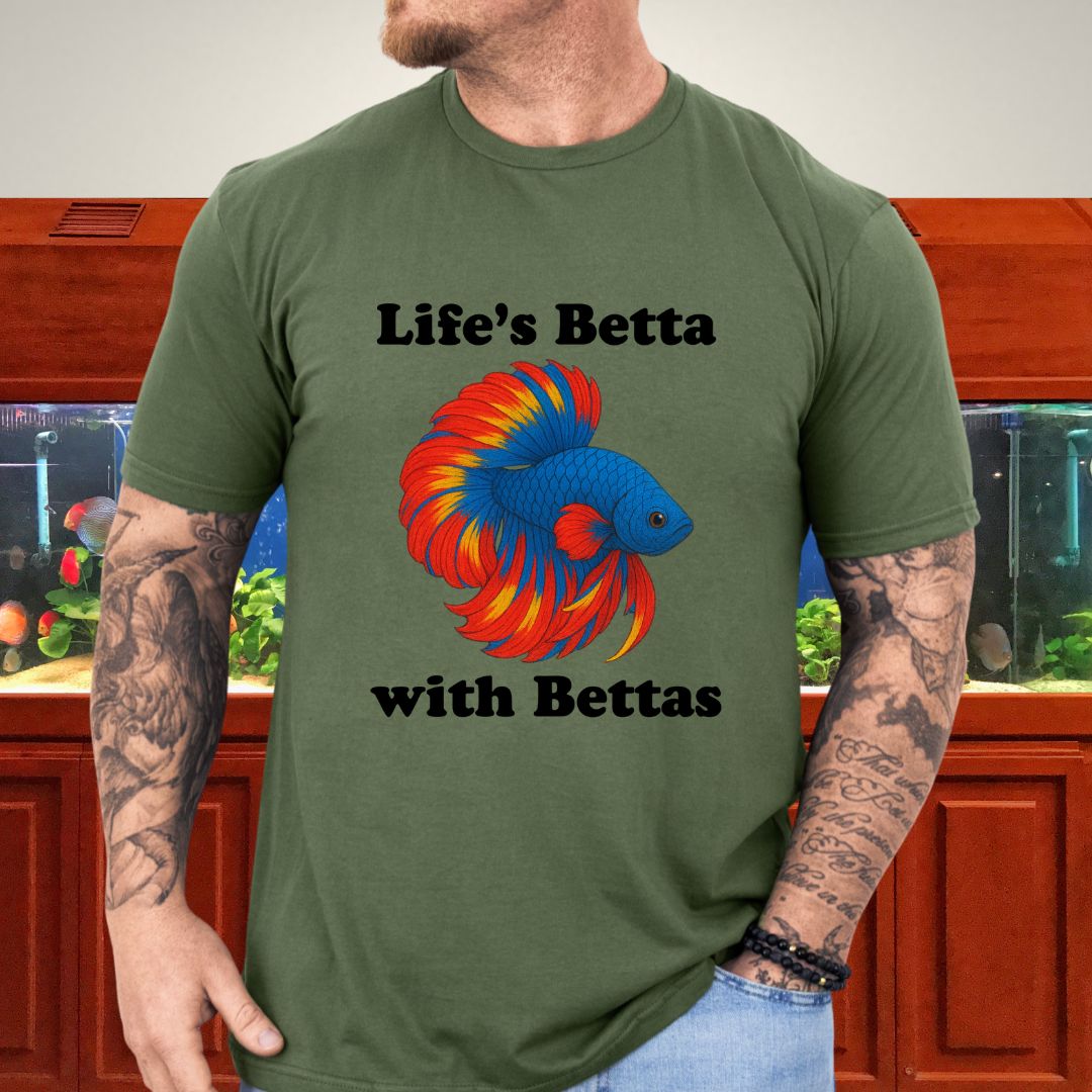 Life’s Betta with Bettas Shirt – Fancy Halfmoon Multicolor Tee