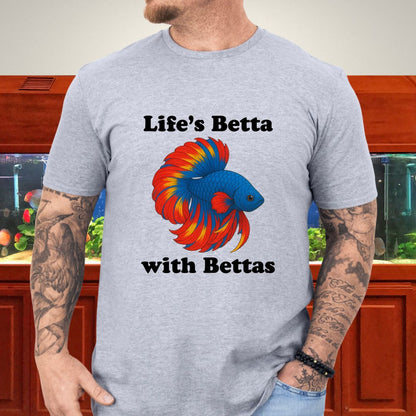 Life’s Betta with Bettas Shirt – Fancy Halfmoon Multicolor Tee