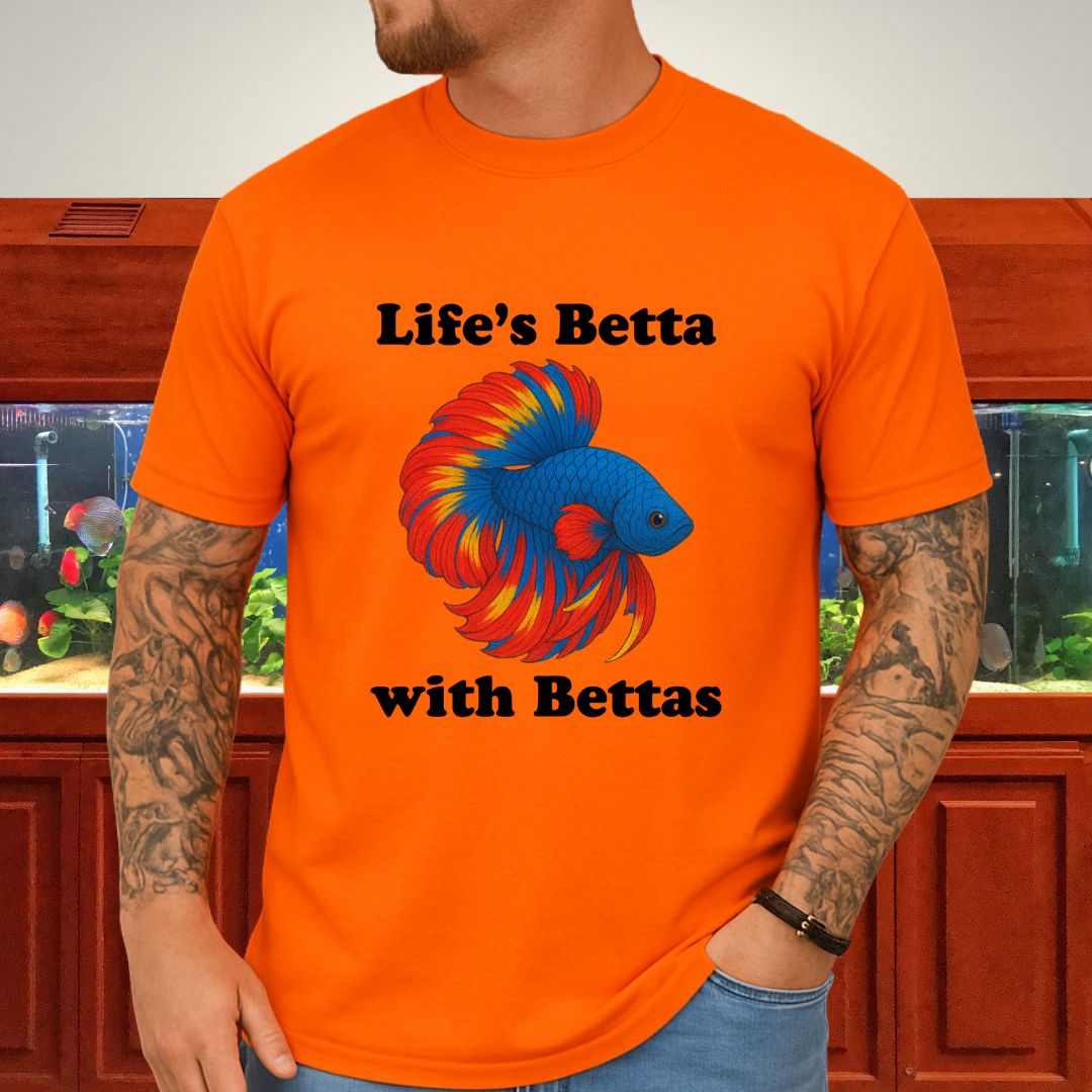 Life’s Betta with Bettas Shirt – Fancy Halfmoon Multicolor Tee