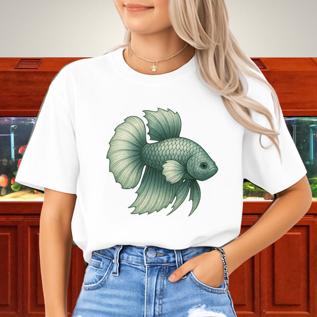 Dragon Scale Betta Shirt – Metallic Steel Blue Aquarium Fish Tee