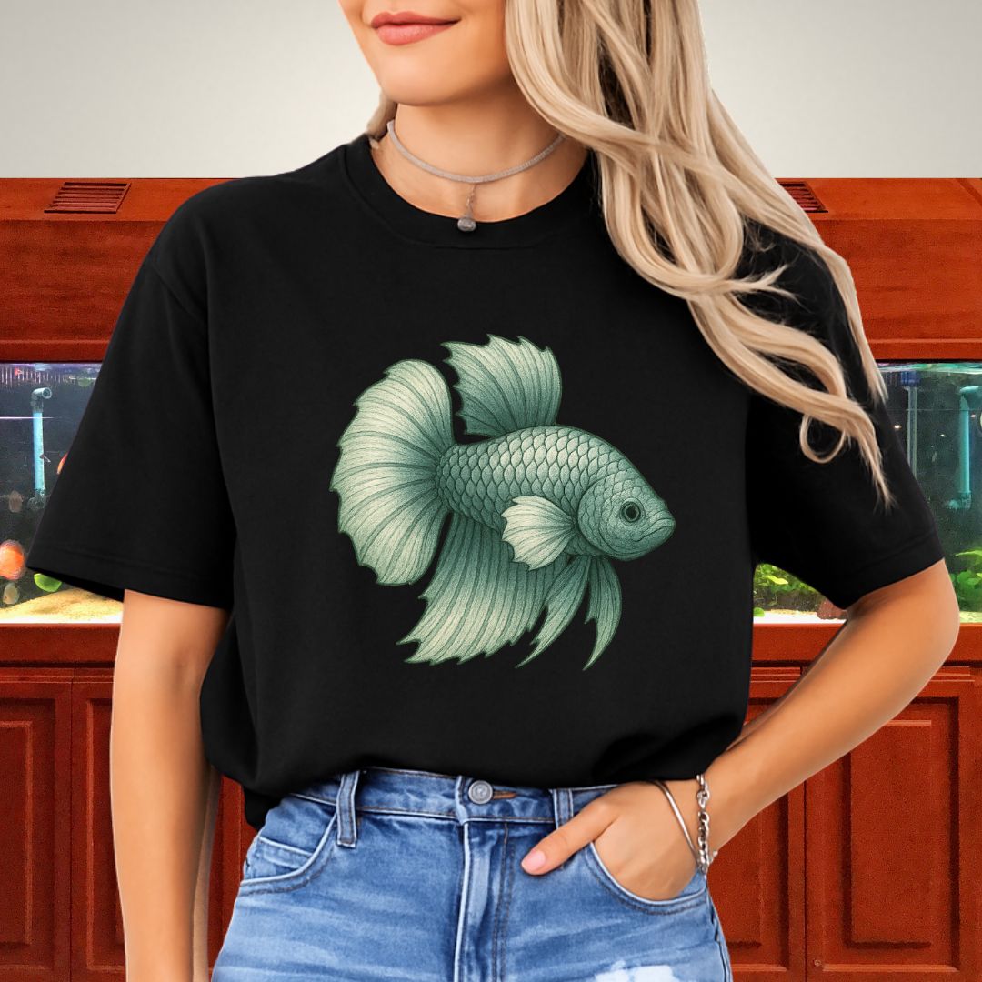 Dragon Scale Betta Shirt – Metallic Steel Blue Aquarium Fish Tee
