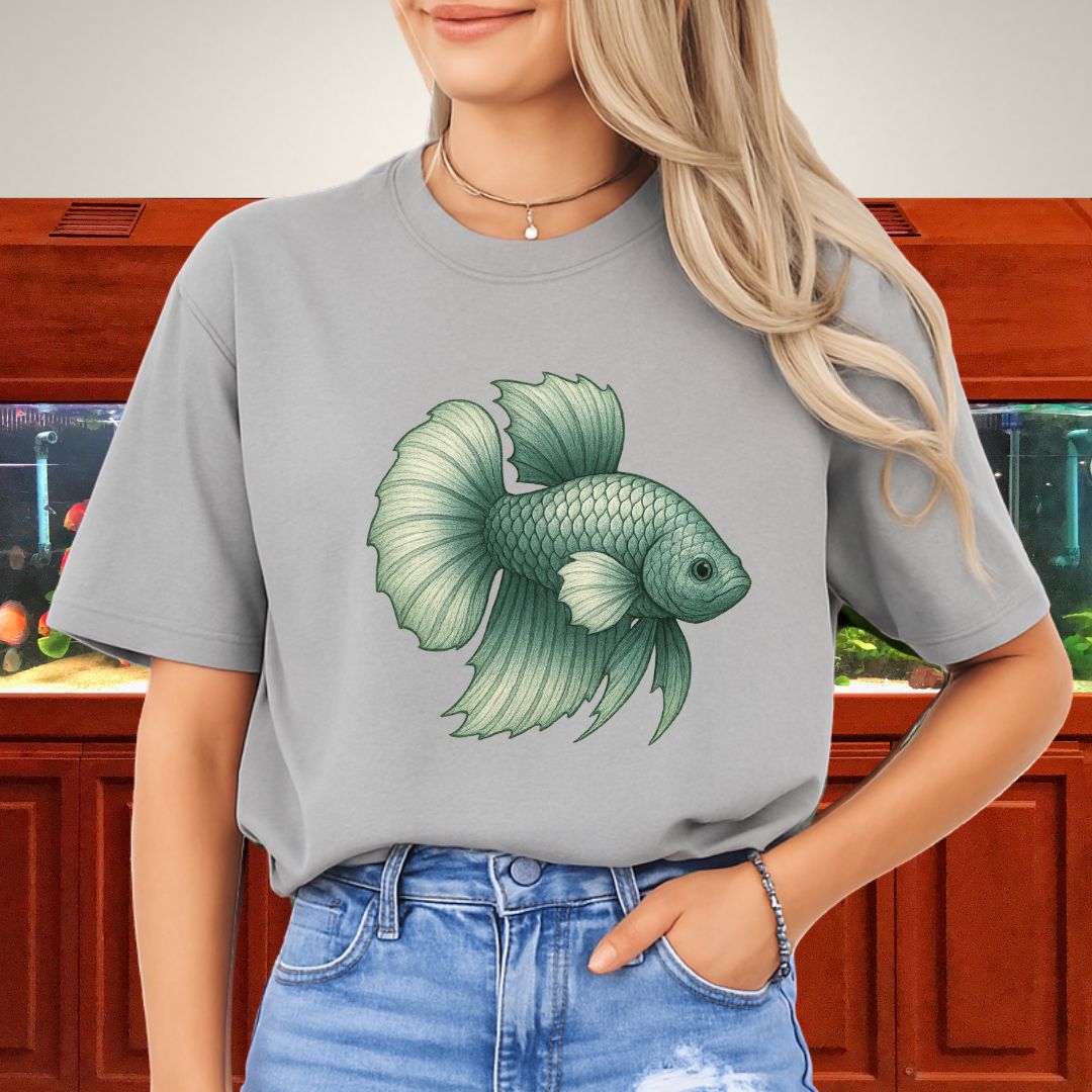 Dragon Scale Betta Shirt – Metallic Steel Blue Aquarium Fish Tee
