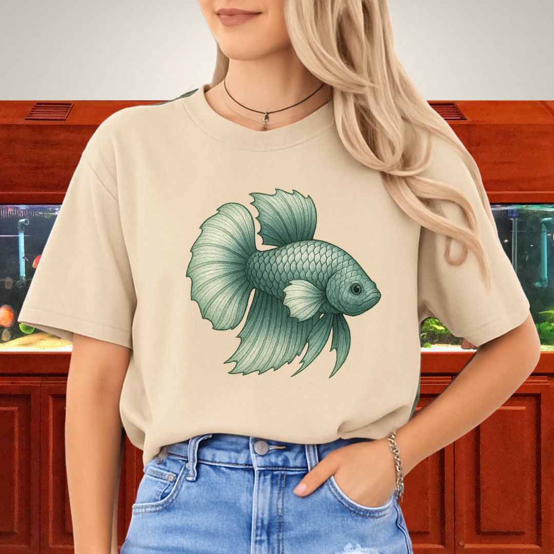 Dragon Scale Betta Shirt – Metallic Steel Blue Aquarium Fish Tee