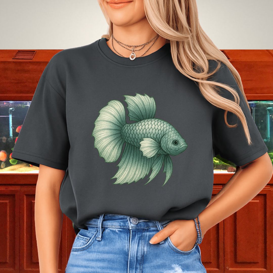 Dragon Scale Betta Shirt – Metallic Steel Blue Aquarium Fish Tee