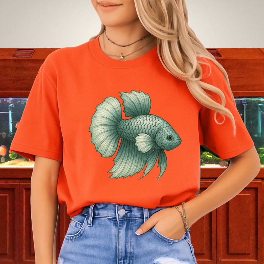 Dragon Scale Betta Shirt – Metallic Steel Blue Aquarium Fish Tee