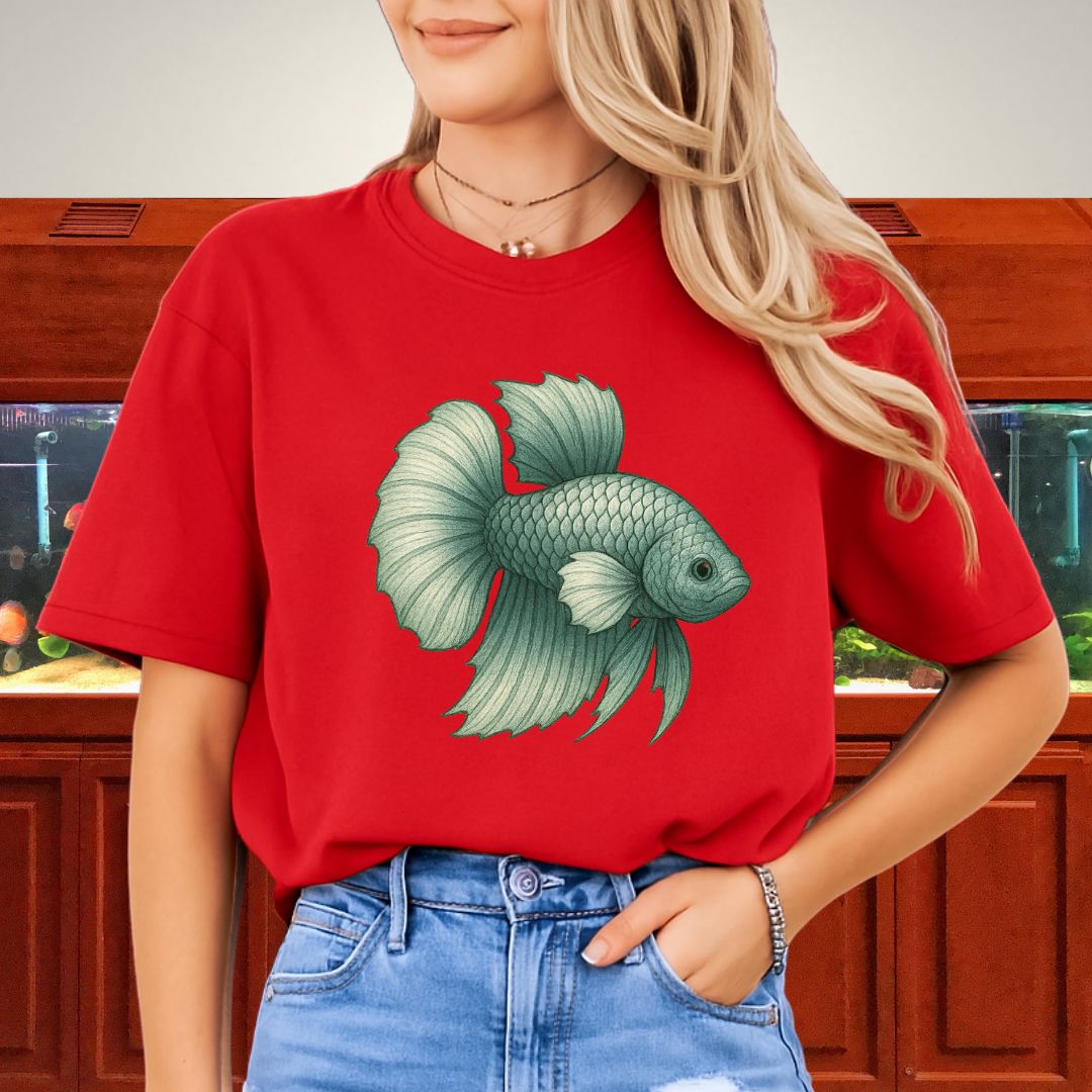 Dragon Scale Betta Shirt – Metallic Steel Blue Aquarium Fish Tee