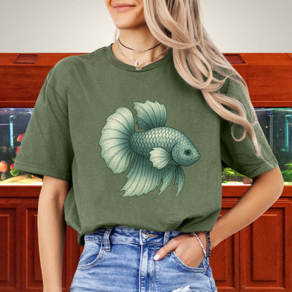 Dragon Scale Betta Shirt – Metallic Steel Blue Aquarium Fish Tee