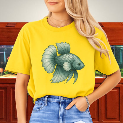 Dragon Scale Betta Shirt – Metallic Steel Blue Aquarium Fish Tee