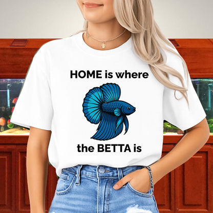 Home is Where the Betta Is Shirt – Halfmoon Metallic Blue Tee