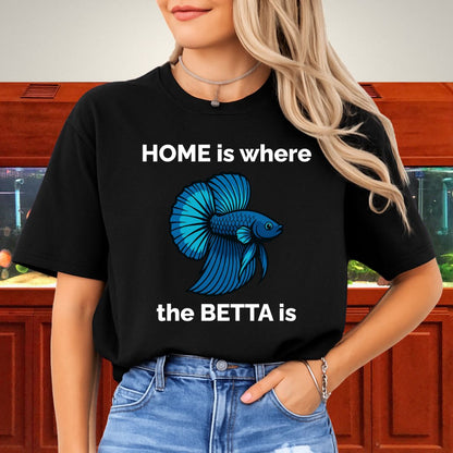 Home is Where the Betta Is Shirt – Halfmoon Metallic Blue Tee