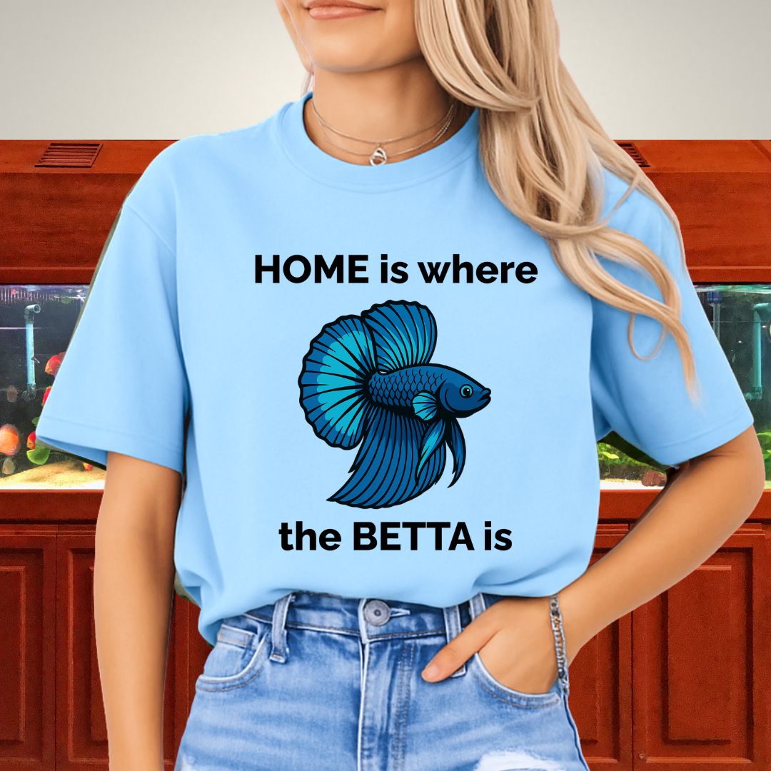 Home is Where the Betta Is Shirt – Halfmoon Metallic Blue Tee