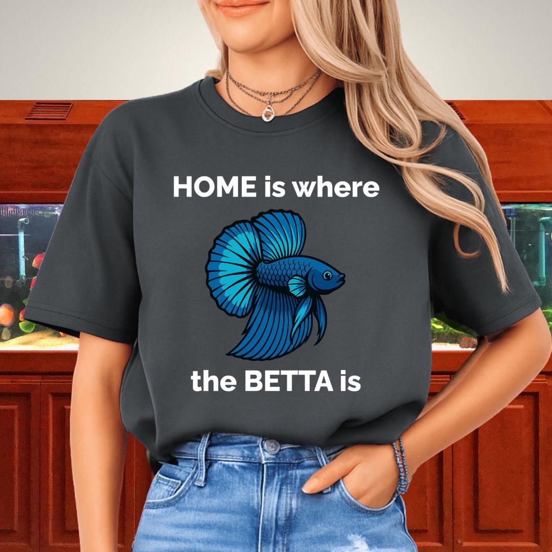 Home is Where the Betta Is Shirt – Halfmoon Metallic Blue Tee