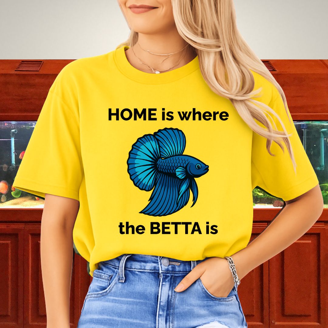 Home is Where the Betta Is Shirt – Halfmoon Metallic Blue Tee