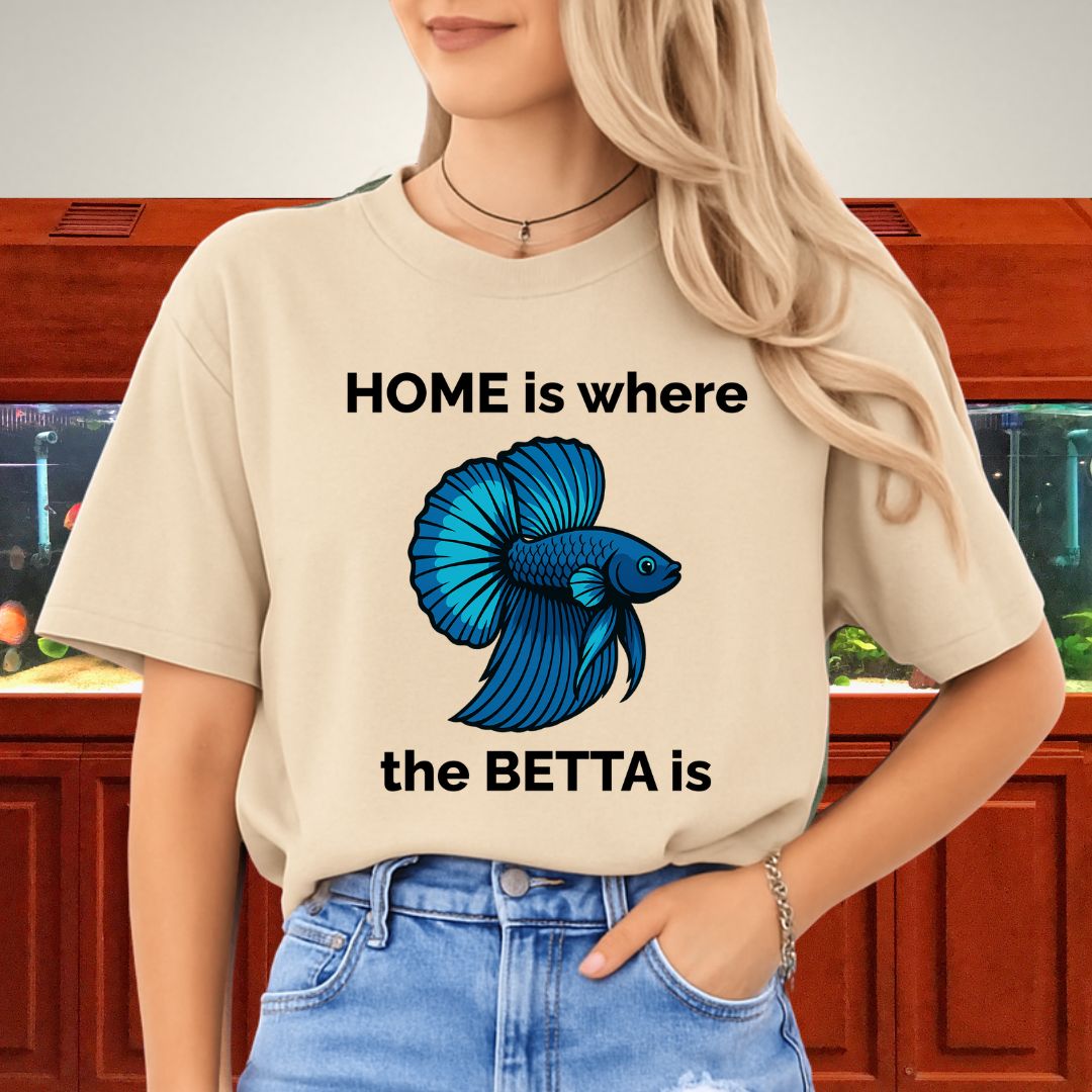 Home is Where the Betta Is Shirt – Halfmoon Metallic Blue Tee