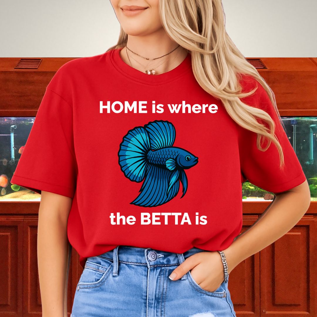 Home is Where the Betta Is Shirt – Halfmoon Metallic Blue Tee