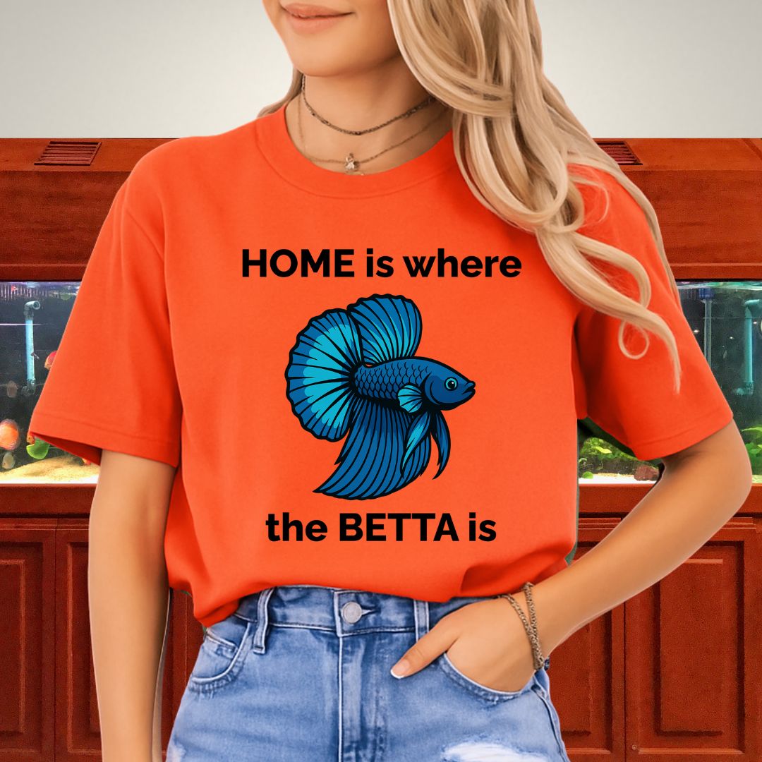 Home is Where the Betta Is Shirt – Halfmoon Metallic Blue Tee
