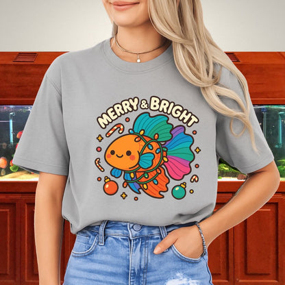 Kawaii Christmas Betta Fish Tee – Cute Holiday Lights & Candy Canes-T-Shirt-Fish &amp; Friends Tees