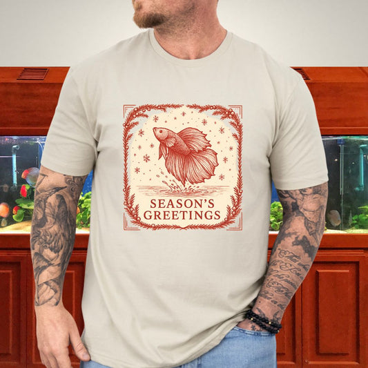 Graceful Holiday Betta Fish Tee – Hand-Sketched Winter Design-T-Shirt-Fish &amp; Friends Tees