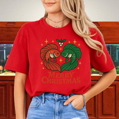 Christmas Betta Heart Tee – Festive Couples & Family Holiday Shirt-T-Shirt-Fish &amp; Friends Tees