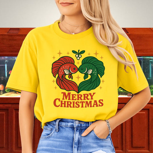 Christmas Betta Heart Tee – Festive Couples & Family Holiday Shirt-T-Shirt-Fish &amp; Friends Tees