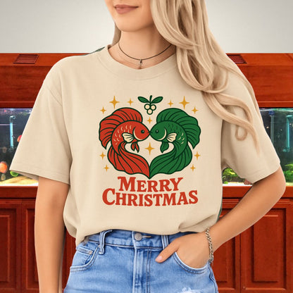 Christmas Betta Heart Tee – Festive Couples & Family Holiday Shirt-T-Shirt-Fish &amp; Friends Tees