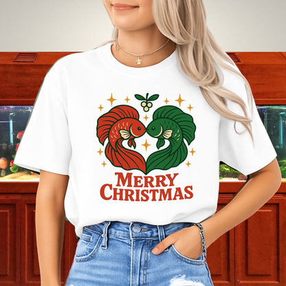 Christmas Betta Heart Tee – Festive Couples & Family Holiday Shirt-T-Shirt-Fish &amp; Friends Tees