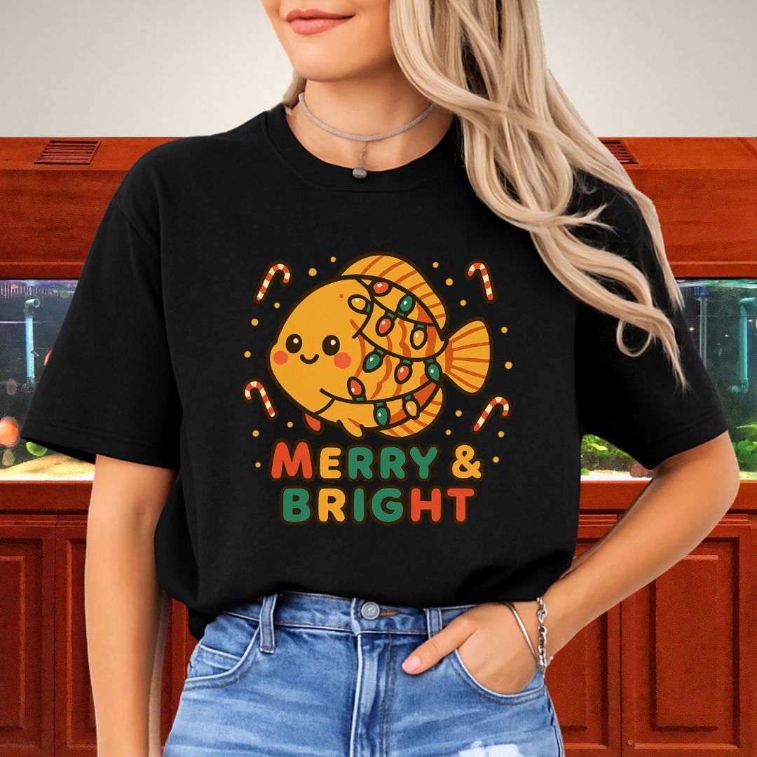 Kawaii Christmas Discus Tee – Cute Lights & Candy Canes-T-Shirt-Fish &amp; Friends Tees