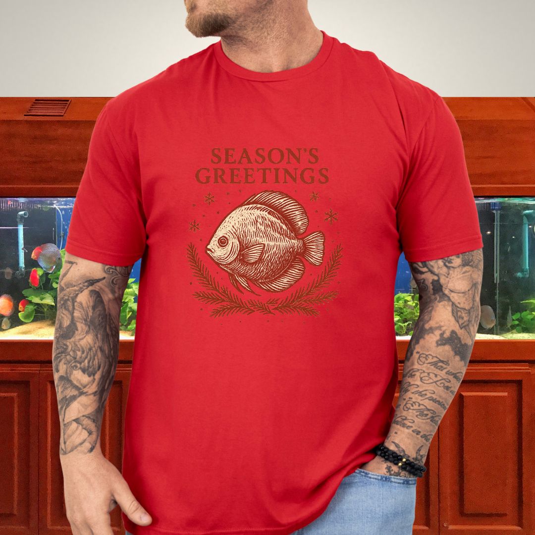 Elegant Holiday Discus Tee – Hand-Sketched Snowflake Design-T-Shirt-Fish &amp; Friends Tees