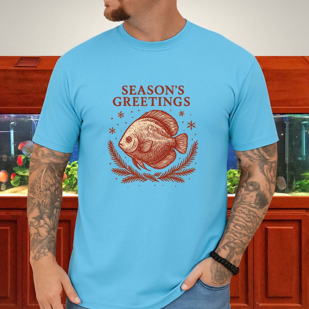 Elegant Holiday Discus Tee – Hand-Sketched Snowflake Design-T-Shirt-Fish &amp; Friends Tees